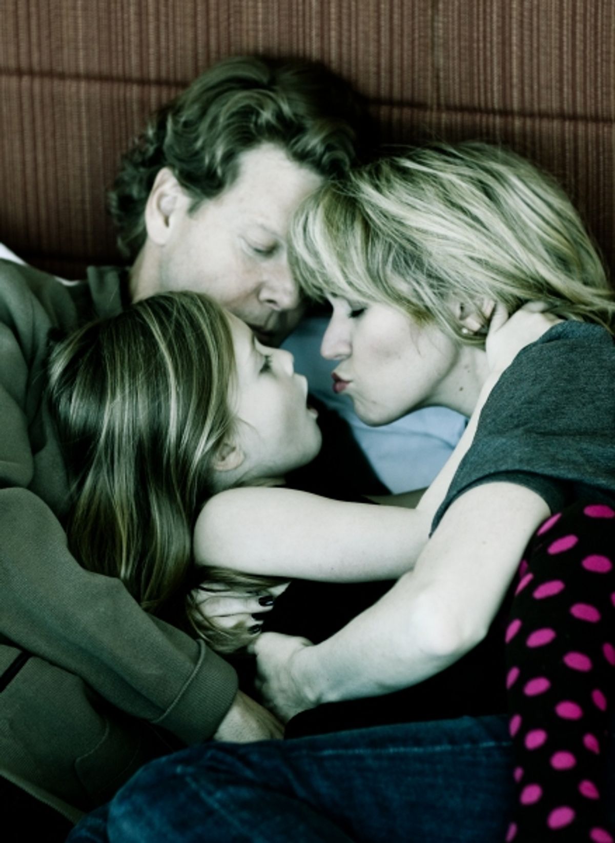 Lauren Kennedy, Adam Campbell and daughter Riley at 