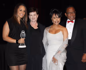 Terria Joseph & daughter Alicia Keys with Lynn Whitfield & Randall Pinkston attending the Woodie King Jr's NFT New Federal Theatre 40th Reunion Gala Benefit Awards Presentation in New York City. @ BroadwayWorld Terria Joseph & daughter Alicia Keys with Lynn Whitfield & Randall Pinkston attending Photo