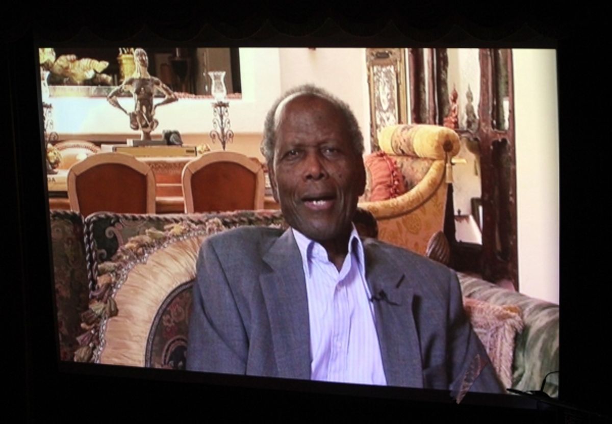 Sidney Poitier during  the Woodie King Jr's NFT New Federal Theatre 40th Reunion Gala Benefit Awards Presentation in New York City. at 