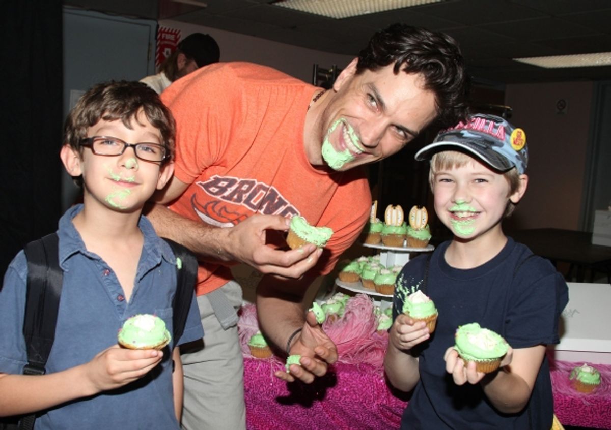 Will Swenson with Ashton Woerz & Luke Mannikus attending the Cupcake Toast celebrating 'Priscilla Queen of the Desert' and their 100th Performance on Broadway in New York City. at 