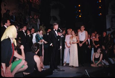 Barry Bostwick, Jeff Conaway & Candice Earley with ensemble on stage December 2, 1979 Photo