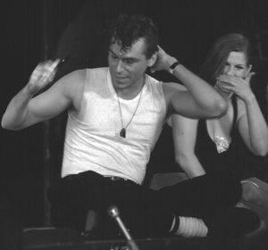 Jeff Conaway & Candice Earley on stage December 2, 1979 as Grease passed Fiddler on t Photo