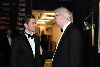 Robert Falls congratulates headliner Matthew Morrison Photo