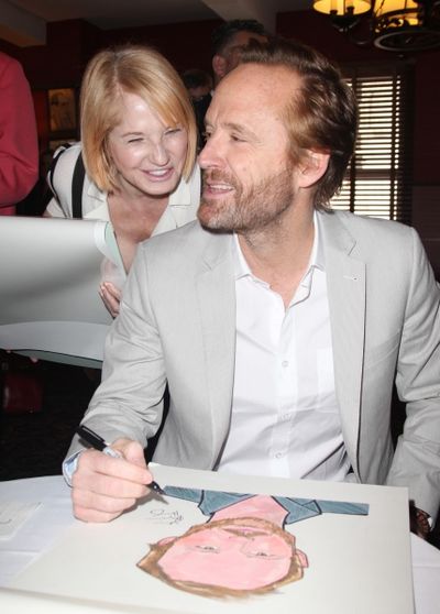 Ellen Barkin & John Benjamin Hickey attends Sardi's unveils Caricatures of 'The Norma Photo