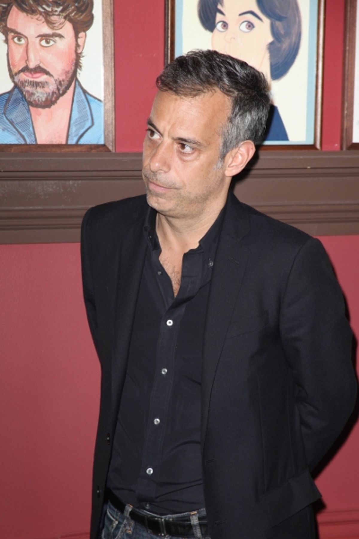 Joe Mantello attends Sardi's unveils Caricatures of 'The Normal Heart' Tony Award Nominees Ellen Barkin, John Benjamin Hickey & Joe Mantello at Sardi's in New York City.  at 