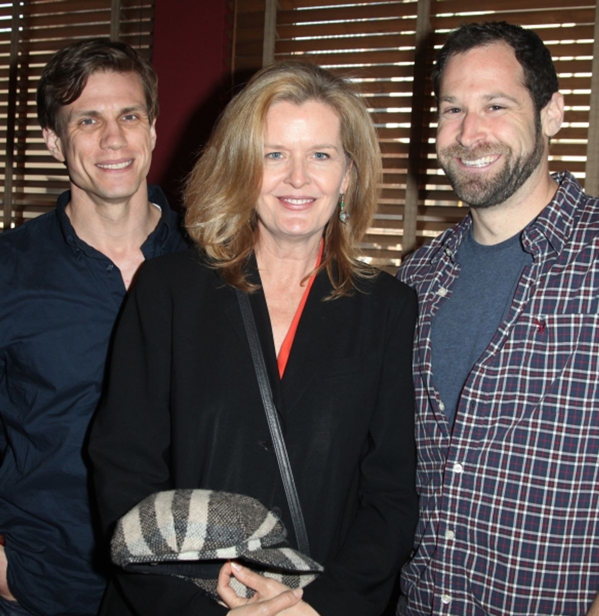 (L-R) Lee Aaron Rosen, Jordan Baker and Jon Levenson attends Sardi's unveils Caricatures of 'The Normal Heart' Tony Award Nominees Ellen Barkin, John Benjamin Hickey & Joe Mantello at Sardi's in New York City.  at 