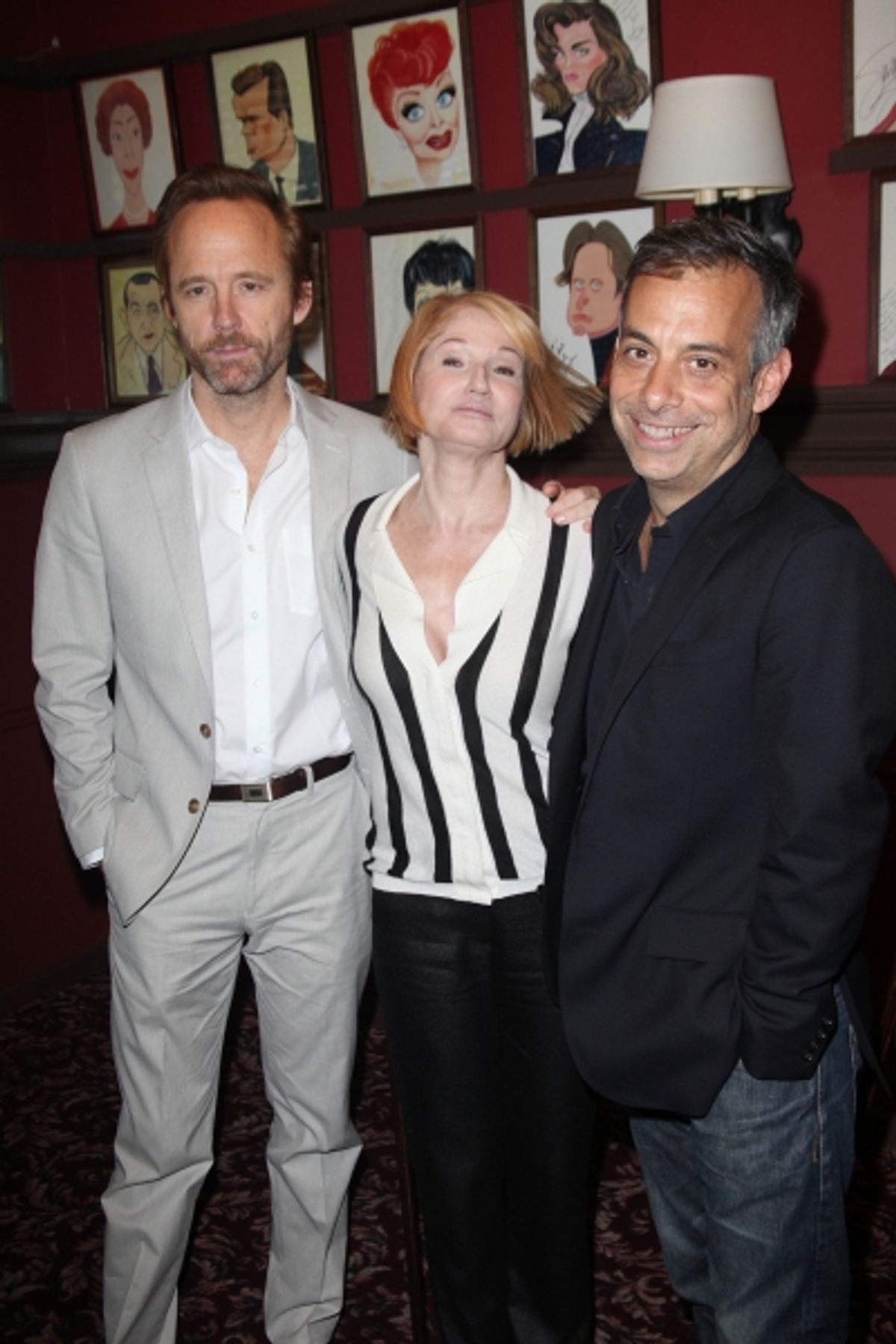 Sardi's unveils Caricatures of 'The Normal Heart' Tony Award Nominees Ellen Barkin, John Benjamin Hickey & Joe Mantello at Sardi's in New York City.  at 