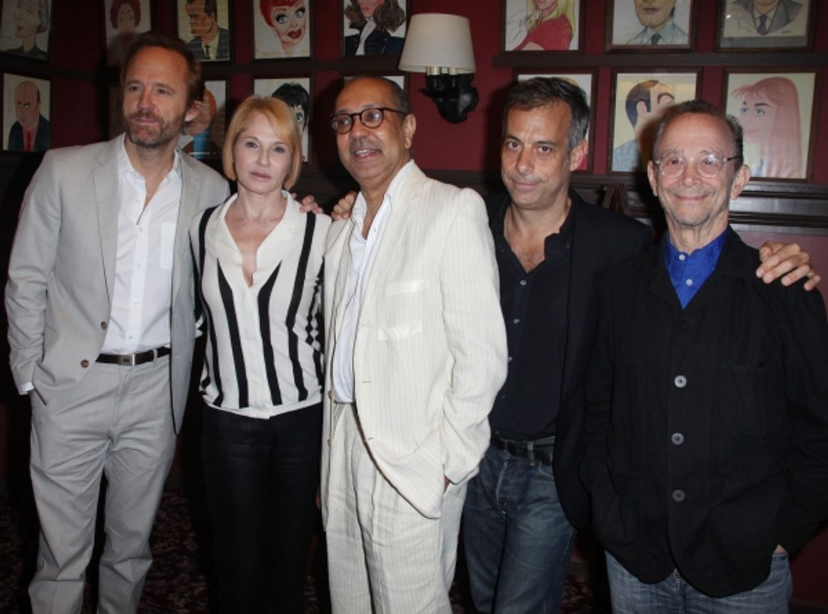 Sardi's unveils Caricatures of 'The Normal Heart' Tony Award Nominees Ellen Barkin, John Benjamin Hickey & Joe Mantello with directors George C. Wolfe & Joel Grey at Sardi's in New York City.  at 
