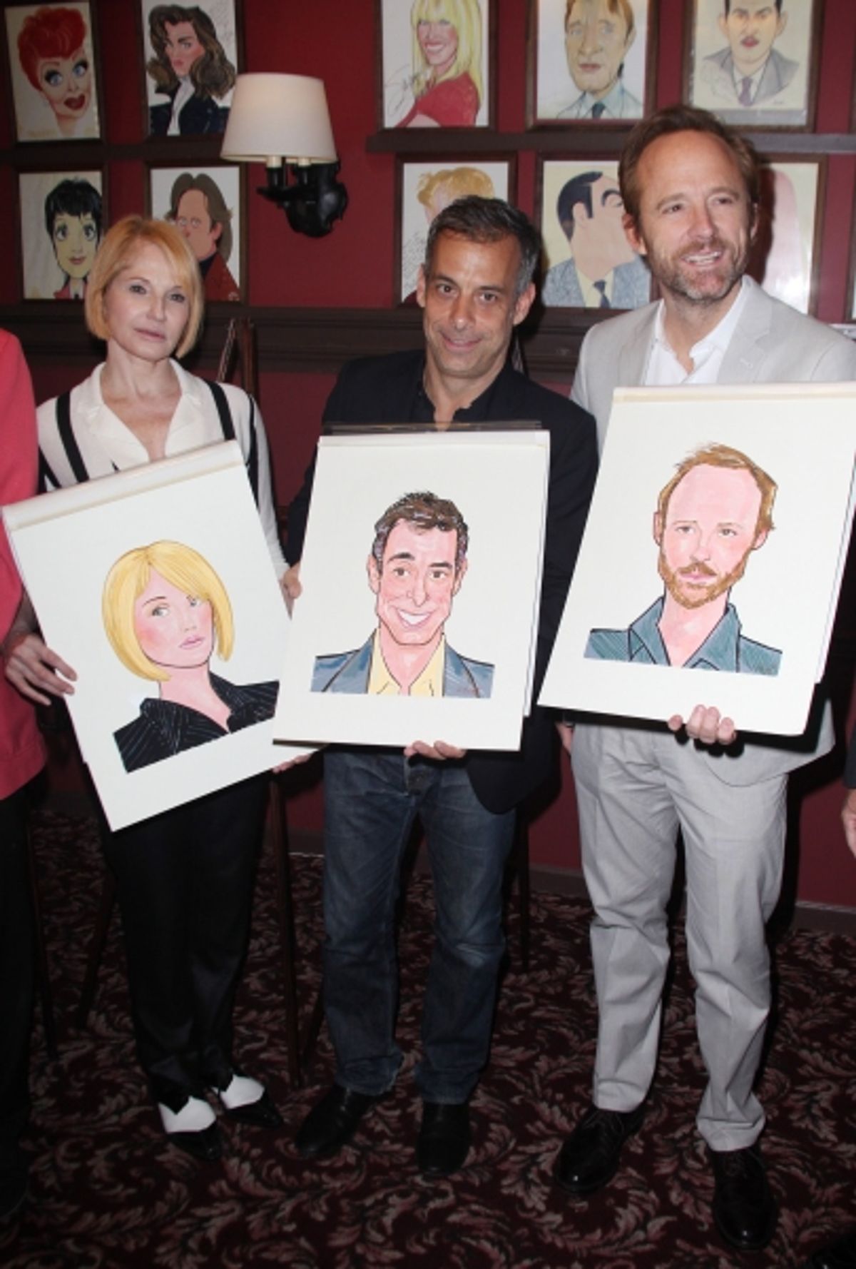Sardi's unveils Caricatures of 'The Normal Heart' Tony Award Nominees Ellen Barkin, John Benjamin Hickey & Joe Mantello at Sardi's in New York City.  at 