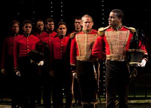 (foreground, from left) Jonno Roberts as Benedick and Kevin Alan Daniels as Claudio a Photo