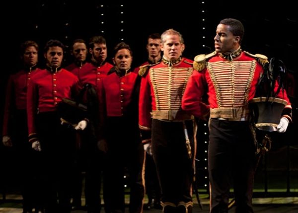 (foreground, from left) Jonno Roberts as Benedick and Kevin Alan Daniels as Claudio a Photo