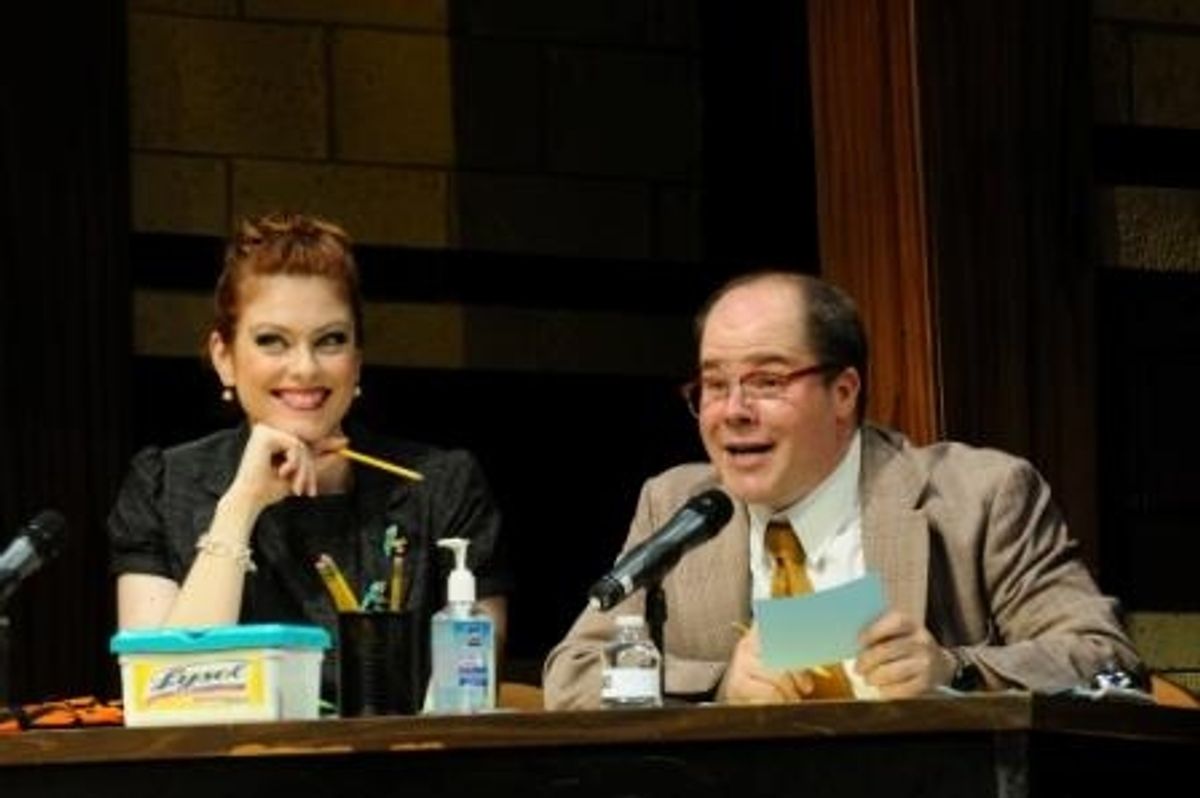 Caitlin McGinty and Michael Gregory Johnson portray Rona Lisa Peretti and Vice Principal Douglas Panch at 