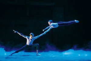 Older Billy (Barnaby Meredith) and Billy Elliot (Ryan Collinson) Photo