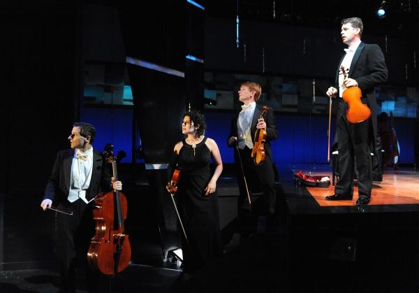 Paul Morella (Carl), Becky Webber (Grace), Shelley Bolman (Alan), and Michael Kaye (E Photo