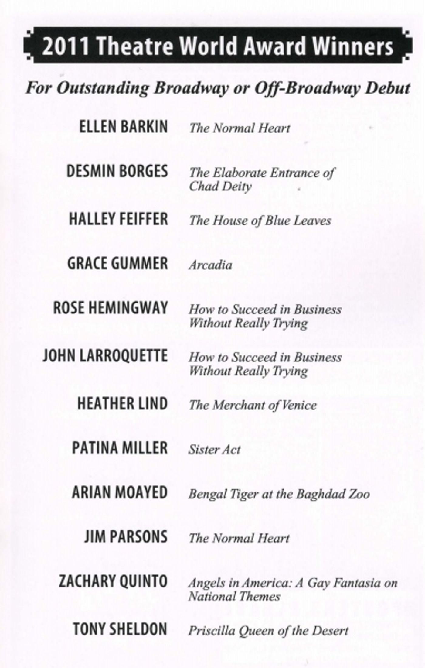 Photo Coverage: 2011 Theatre World Awards Presentation - Part One  Image