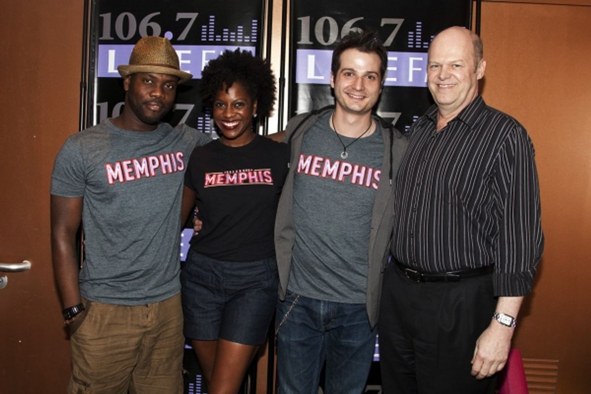 Memphis stars Rhett George, Dan'yelle Williamson, Bryan Fenkart and Memphis producer Randy Adams attend the 2011 Broadway in Bryant Park Kickoff Event Presented by 106.7 Lite FM at 