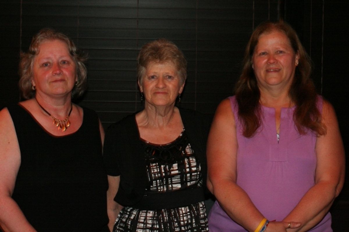 Betty Wiggin Porter (center) and DorothyÂ Wiggin Semprini (right) with their sister Rachel Wiggin Gould at 