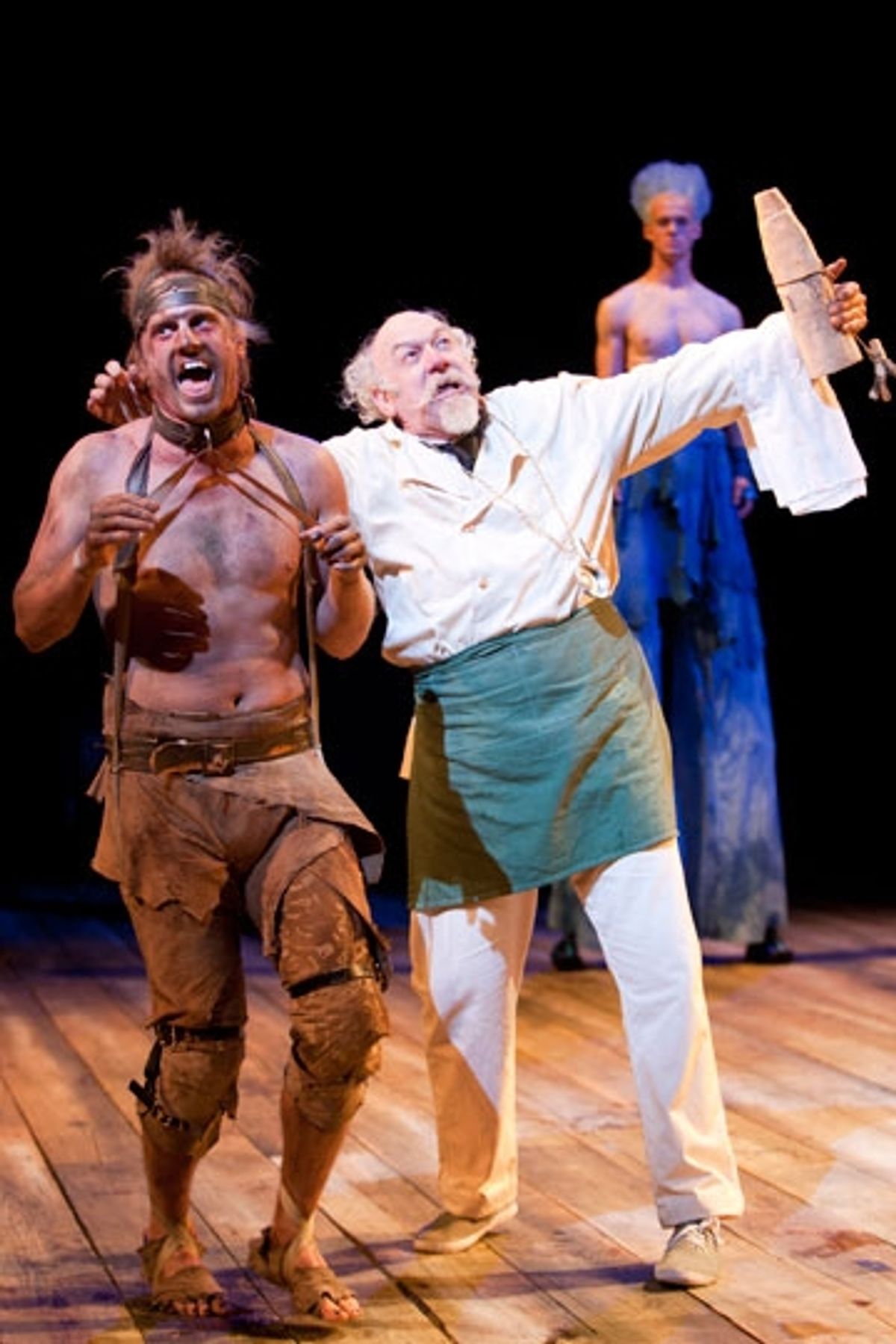 (from left) Jonno Roberts as Caliban, Adrian Sparks as Stephano and Ben Diskant as Ariel in The Tempest by William Shakespeare, directed by Adrian Noble, at The Old Globe June 5 - Sept. 25, 2011.  Photo by Henry DiRocco. at 