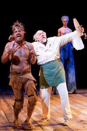 (from left) Jonno Roberts as Caliban, Adrian Sparks as Stephano and Ben Diskant as Ar Photo