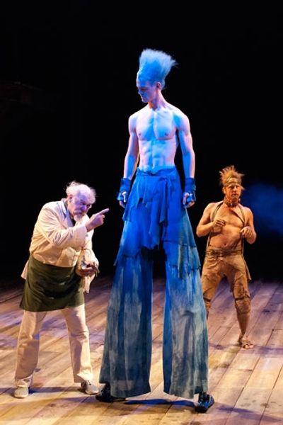 (from left) Adrian Sparks as Stephano, Ben Diskant as Ariel and Jonno Roberts as Cali Photo