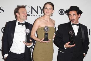 Norbert Leo Butz, Sutton Foster & Mark Rylance in the Press Room at The 65th Annual T Photo