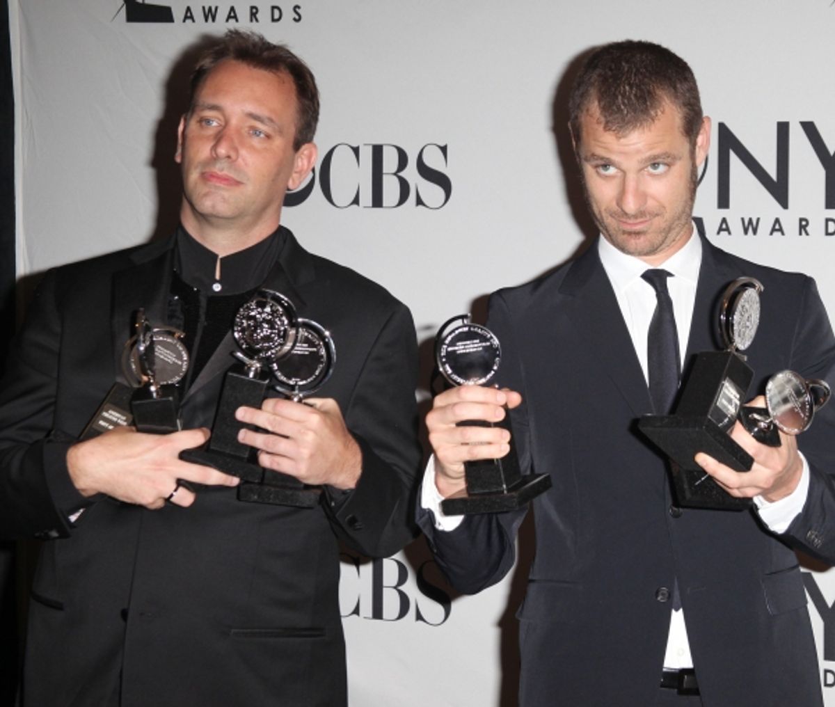 Trey Parker & Matt Stone in the Press Room at The 65th Annual Tony Awards in New York City.  at 