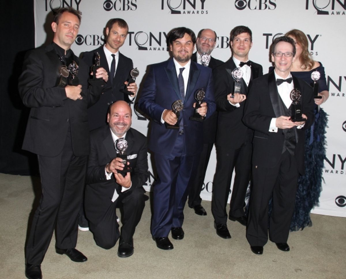 Trey Parker, Matt Stone, Casey Nicholaw & the Creative Team of 'The Book Of Mormon' in the Press Room at The 65th Annual Tony Awards in New York City.  at 