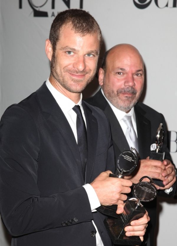 Matt Stone & Casey Nicholaw in the Press Room at The 65th Annual Tony Awards in New Y Photo