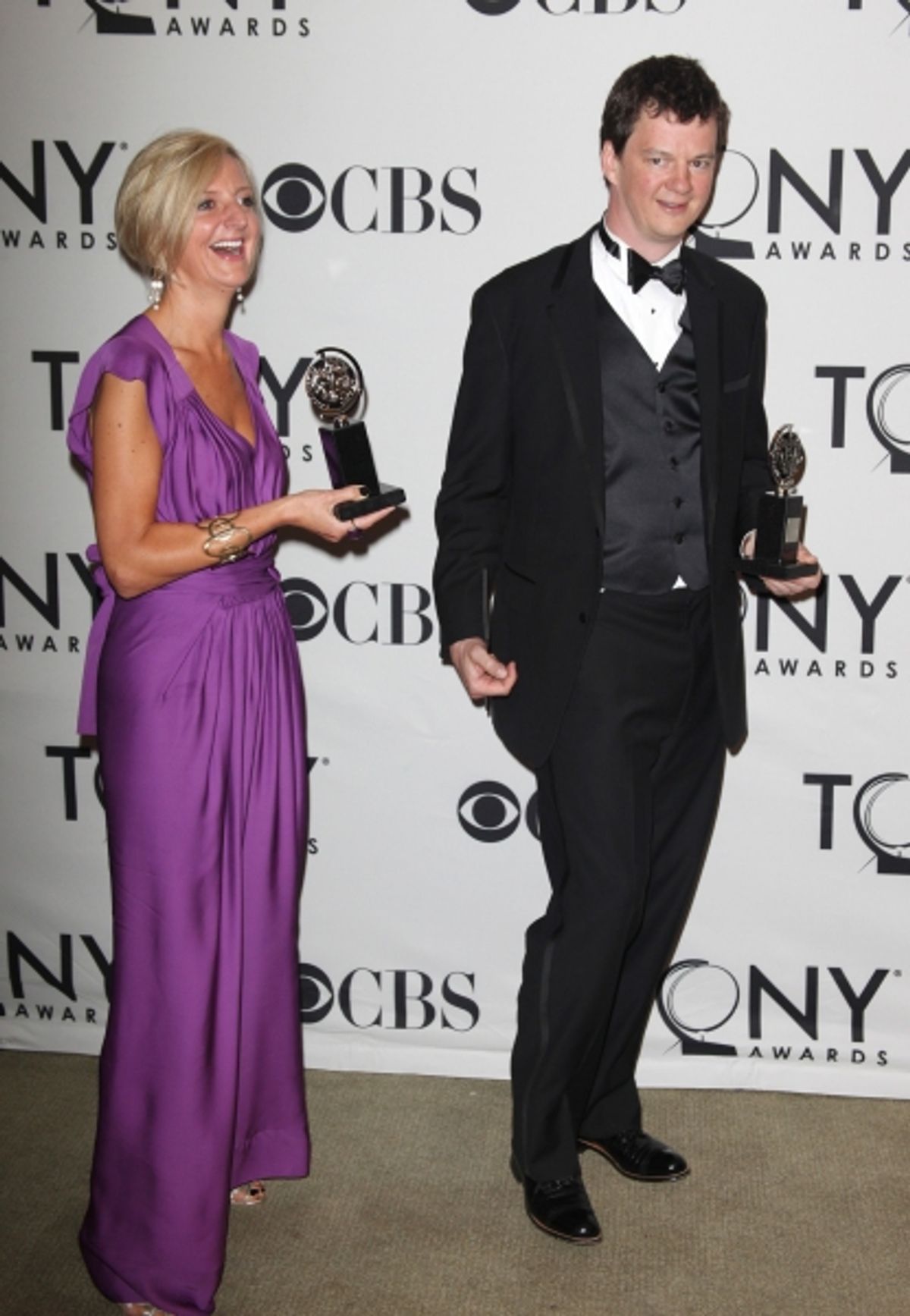 Marianne Elliott and Tom Morris in the Press Room at The 65th Annual Tony Awards in New York City.  at 
