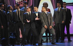 Daniel Radcliffe performs with the cast of 'How to Succeed in Business Without Really Photo
