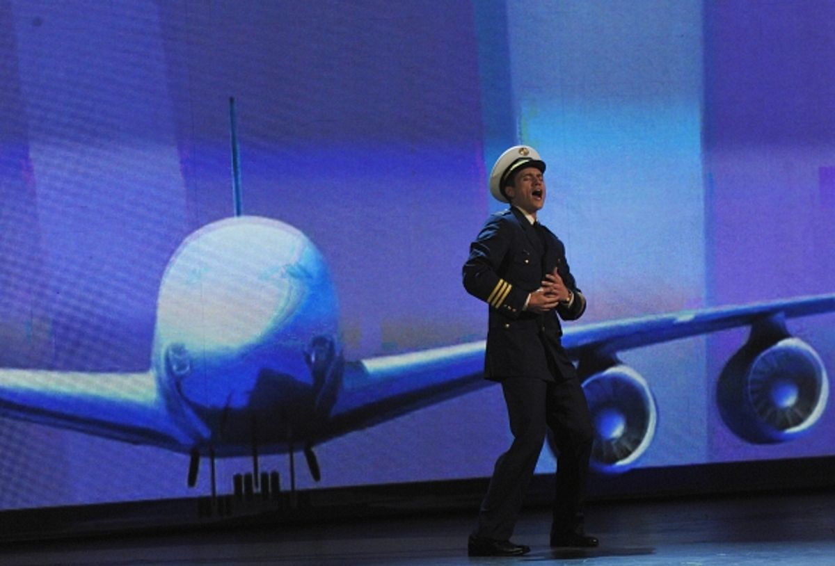 Aaron Tveit performs with the cast of 'Catch Me If You Can' at the 2011 Tony Awards held at the Beacon Theatre in New York on June 12, 2011.   CBS/John P. Filo /Landov at 