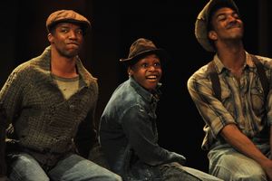 Rodney Hicks, Jeremy Gumbs and Chrisitan Dante White of 'The Scottsboro Boys' perform Photo