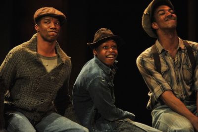 Rodney Hicks, Jeremy Gumbs and Chrisitan Dante White of 'The Scottsboro Boys' perform Photo