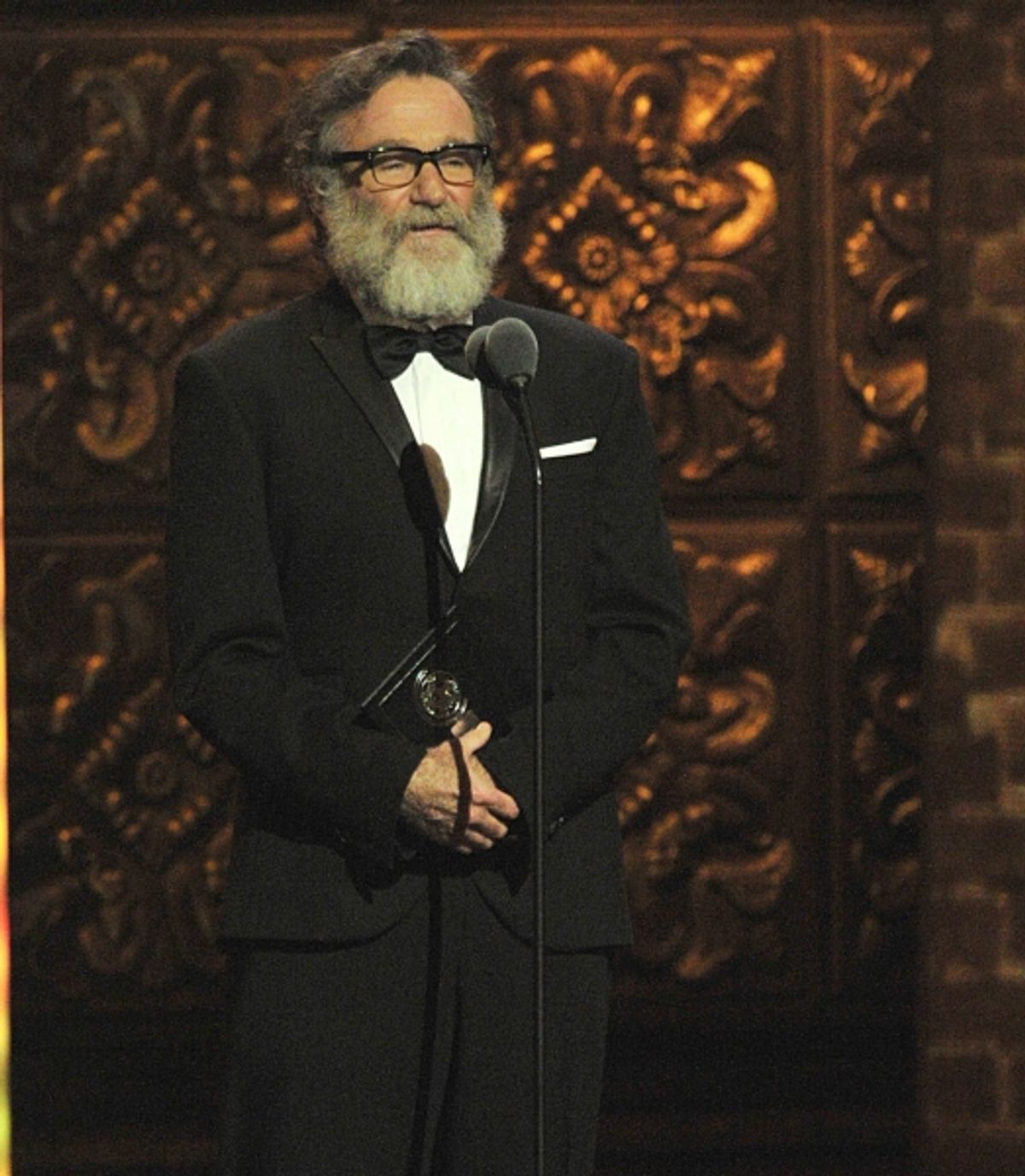 Robin Williams is shown on stage at the 2011 Tony Awards held at the Beacon Theatre in New York on June 12, 2011.   CBS/John P. Filo /Landov at 
