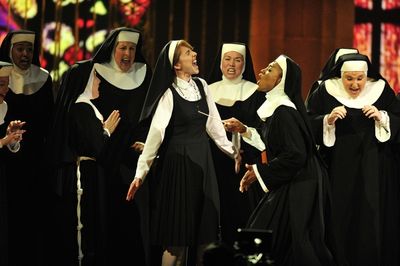 Patina Miller and Marla Mindelle and the cast of "Sister Act" perform at the 2011 Ton Photo