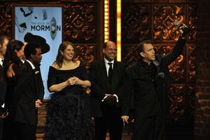 Trey Parker accepts the award for Best Musical at the 2011 Tony Awards held at the Be Photo
