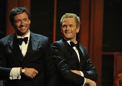 Hugh Jackman and Neil Patrick Harris perform at the 2011 Tony Awards held at the Beac Photo