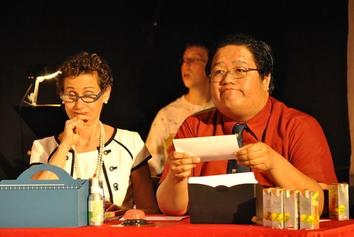  Rona Lisa Peretti ( Jessica Sporn) and Douglas Panch (John Villa) at 