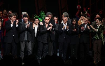 The Edge and Bono  with the ensemble company during the ''Spider-Man Turn off the Dar Photo