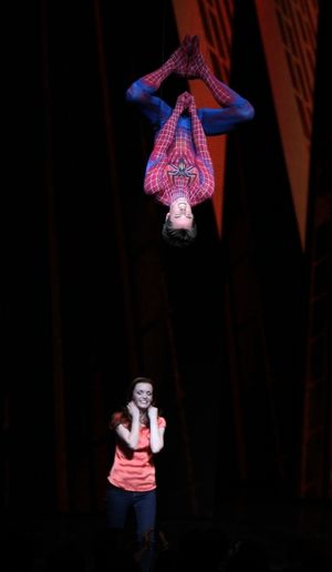 Reeve Carney & Jennifer Damiano during the ''Spider-Man Turn off the Dark'' Opening Night Curtain Call in New York City. @ BroadwayWorld Reeve Carney & Jennifer Damiano during the ''Spider-Man Turn off the Dark'' Opening N Photo