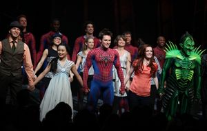 T.V. Carpio, Reeve Carney, Jennifer Damiano, Patrick Page & Company during the ''Spid Photo