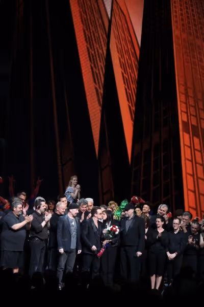 The Edge, Bono, Julie Taymor and Philip William McKinley (Director)  during the ''Spi Photo