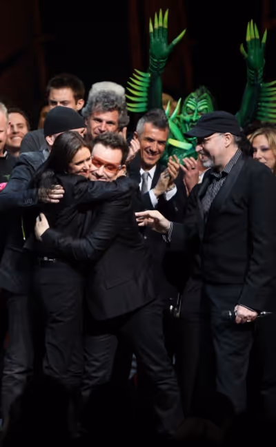 The Edge, Bono, Julie Taymor and Philip William McKinley (Director)  during the ''Spi Photo