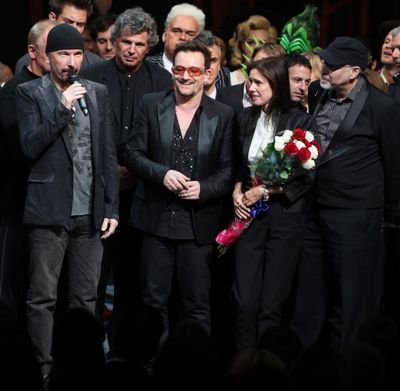 The Edge, Bono, Julie Taymor and Philip William McKinley (Director)  during the ''Spi Photo