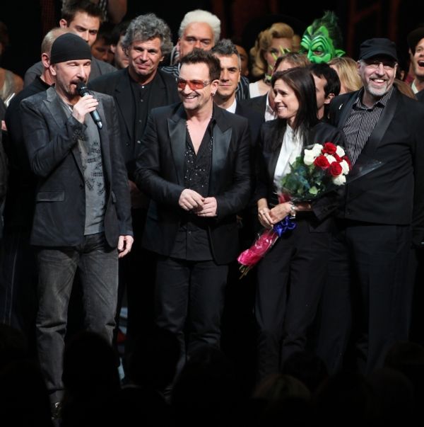The Edge, Bono, Julie Taymor and Philip William McKinley (Director)  during the ''Spi Photo