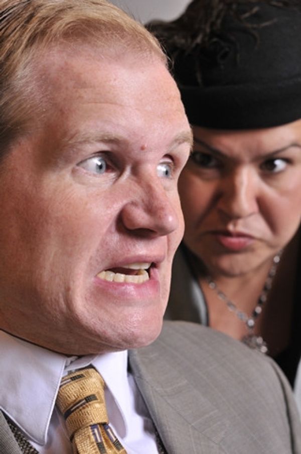 Frederick Lowndes (Joe Hartman) and Mrs. Shuttleworth (Lydia Blanco) Photo