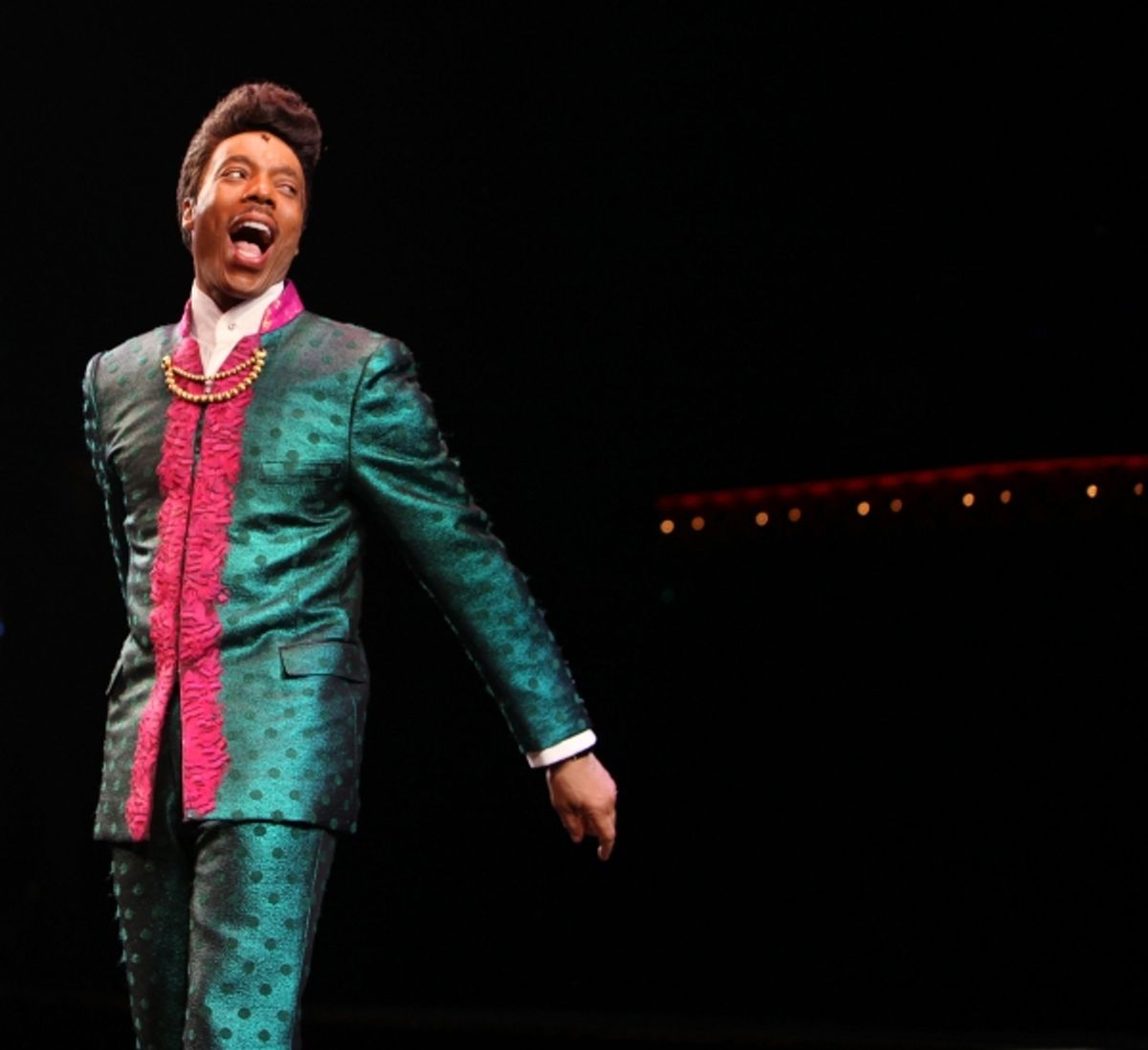 The Shirelles lead singer Shirley Alston Reeves visits Geno Henderson &  the 'Baby it's You!'  cast during their Curtain Call on Broadway in New York City. at 