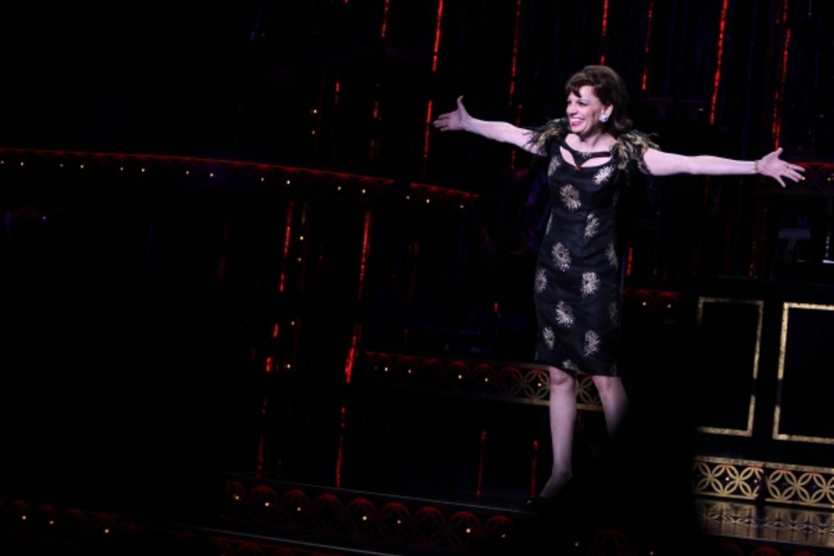 The Shirelles lead singer Shirley Alston Reeves visits Beth Leavel & the 'Baby it's You!'  cast during their Curtain Call on Broadway in New York City. at 