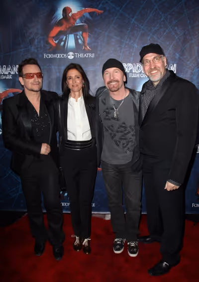 Bono, Julie Taymor, The Edge and Philip William McKinley attending the Opening Night  Photo