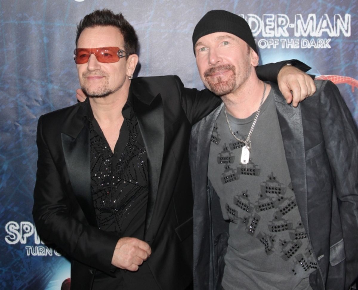 Bono & The Edge attending the Opening Night Performance of 'Spider-Man Turn Off The Dark' at the Foxwoods Theatre in New York City. at 